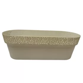 Balkonláda, csipkés, fehér műanyag, 50 cm