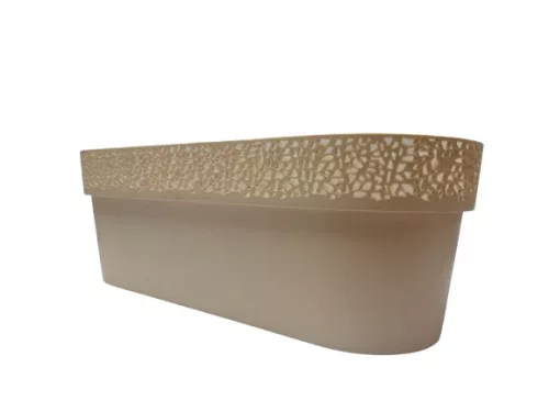 Balkonláda, csipkés, fehér műanyag, 50 cm