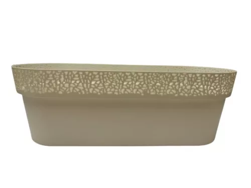 Balkonláda, csipkés, fehér műanyag, 50 cm