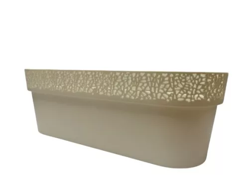 Balkonláda, csipkés, fehér műanyag, 50 cm