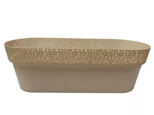 Balkonláda, csipkés, fehér műanyag, 50 cm