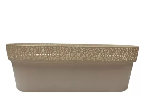 Balkonláda, csipkés, fehér műanyag, 50 cm