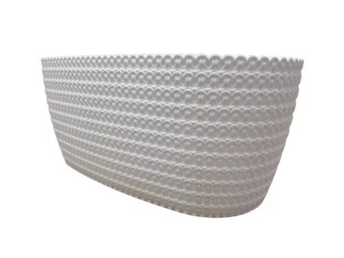 Virágláda, 38 cm, fehér, fonott