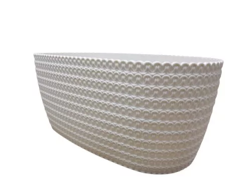 Virágláda, 38 cm, fehér, fonott