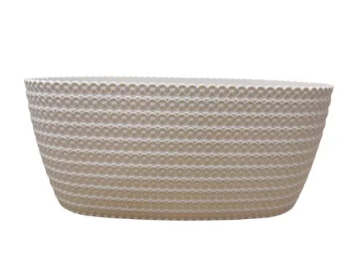 Virágláda, 38 cm, fehér, fonott