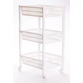   Műanyag 3 részes guruló tároló állvány fehér színben