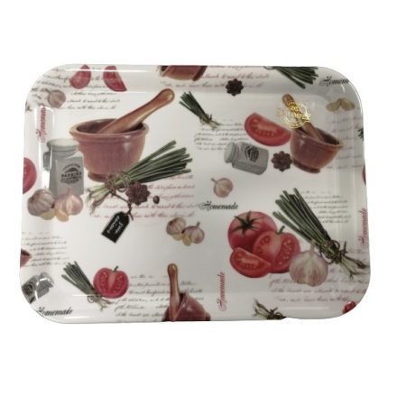 Tálca műanyag zöldség mintás 33*24,5 cm
