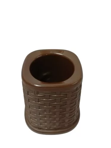 Rattan mintás wc kefe tartóval, barna