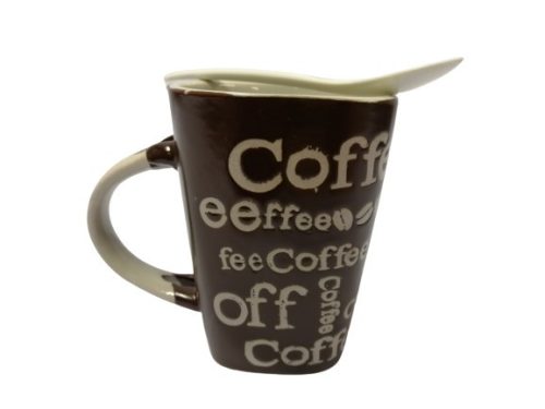 Kávés bögre kanállal 3 dl sötétbarna