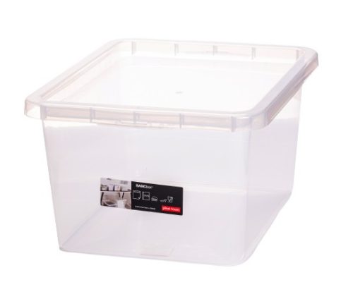 Átlátszó tároló doboz zárható tetővel (50 L-es)