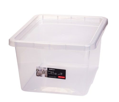 Átlátszó tároló doboz zárható tetővel (50 L-es)