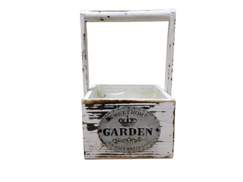 Fa füles kaspó, fehér, garden (KKS)