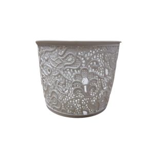 Kosár csipke hatású műanyag törtfehér