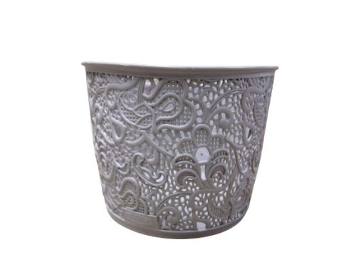 Kosár csipke hatású műanyag törtfehér