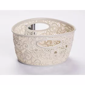 Csipkemintás tároló kosár, Victoria törtfehér
