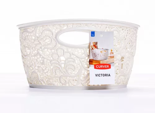 Csipkemintás tároló kosár, Victoria törtfehér