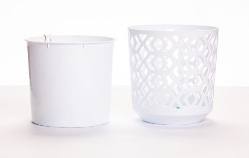 Kaspó, 19,5 cm, fehér azték