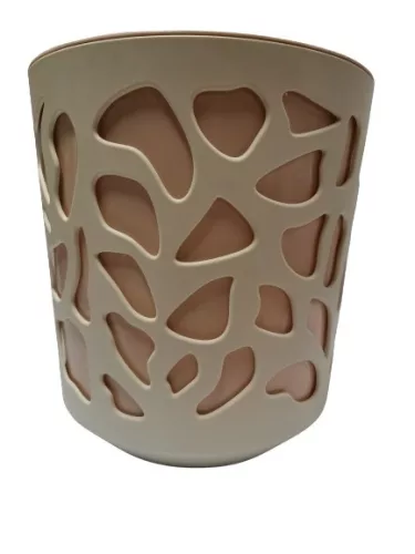 Virágkaspó betéttel, bézs, vajszínű; 25 cm (KKS)