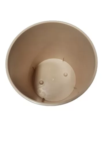 Virágkaspó betéttel, bézs, vajszínű; 25 cm (KKS)