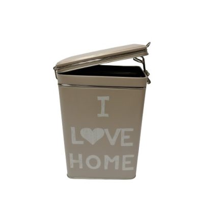 Fém konyhai tároló doboz; "I love home" (KKS)