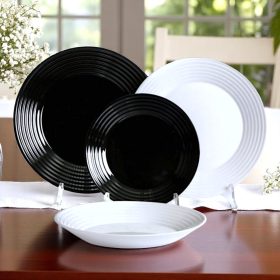 18 részes Luminarc Harena fekete-fehér étkészlet