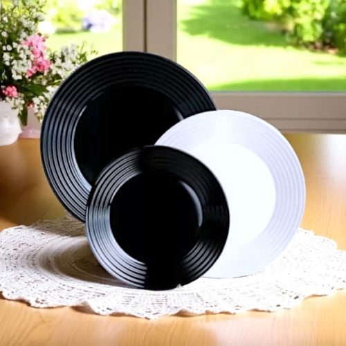 18 részes Luminarc Harena fekete-fehér étkészlet