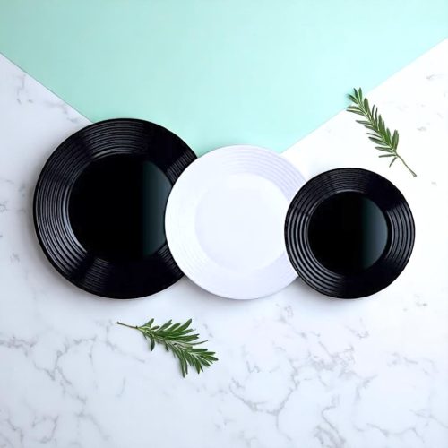 18 részes Luminarc Harena fekete-fehér étkészlet