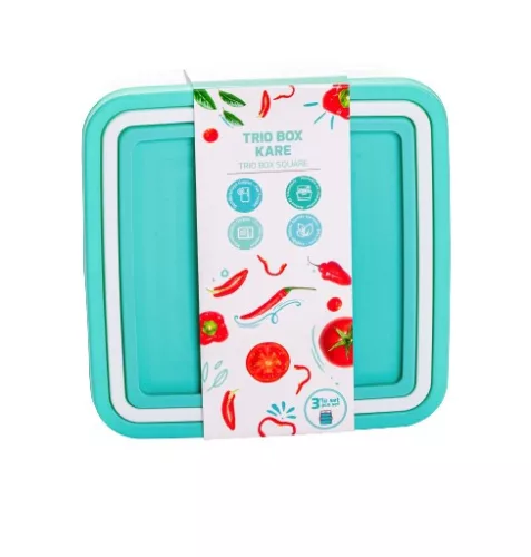 * Multibox ételtároló szett 3 részes fehér-zöld tetővel