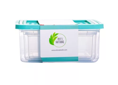 * Multibox ételtároló szett 3 részes fehér-zöld tetővel