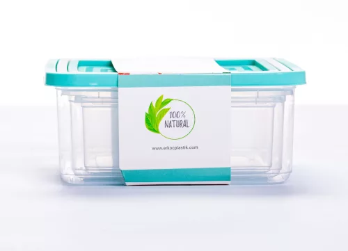 * Multibox ételtároló szett 3 részes fehér-zöld tetővel