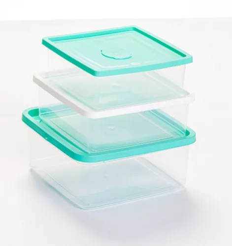 * Multibox ételtároló szett 3 részes fehér-zöld tetővel