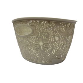 Kosár csipke hatású műanyag szürke