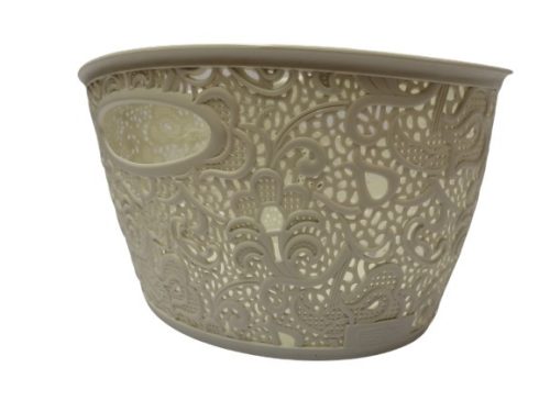 Kosár csipke hatású műanyag szürke