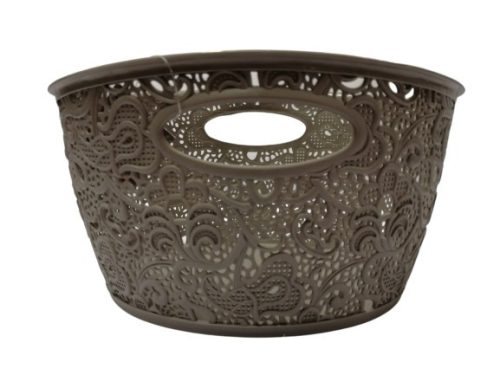 Kosár csipke hatású műanyag szürke