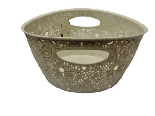 Kosár csipke hatású műanyag szürke