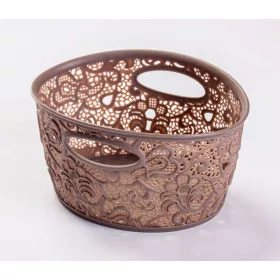 Csipkemintás tároló kosár, Victoria szürke