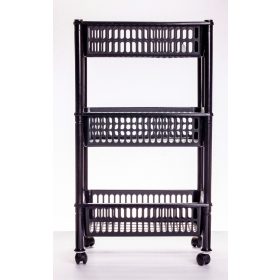 Gurulós tároló állvány, fekete színben