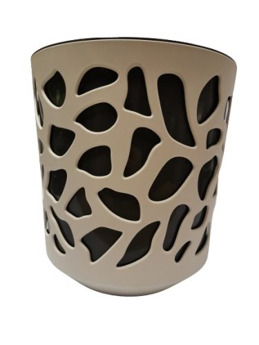 Virágkaspó betéttel, fekete, fehér; 25 cm