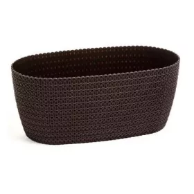 Virágláda fonott műanyag 38 cm barna