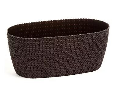 Virágláda fonott műanyag 38 cm barna