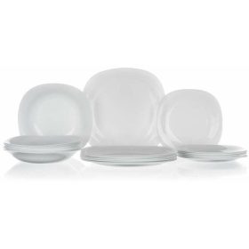   18 részes Bormioli Rocco Parma üveg étkészlet fehér színben