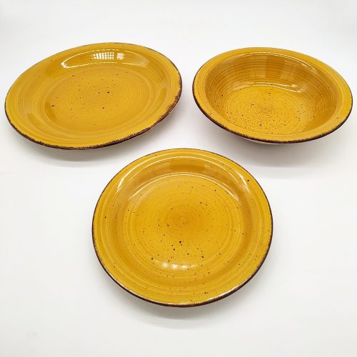 Harvest Gianno kő hatású kerámia étkészlet, 18 részes, sárga