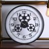 Fogaskerekes falióra 48 cm – steampunk clockwork stílus, fekete fém és fa dizájnnal