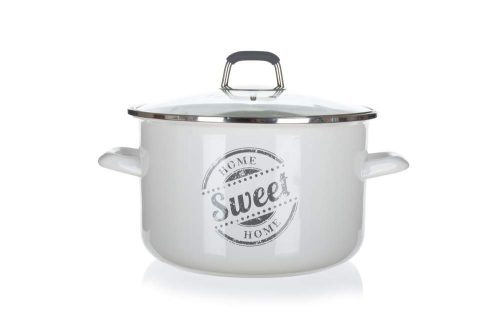 SWEET HOME zománcozott lábas üveg fedővel, 3,75 L