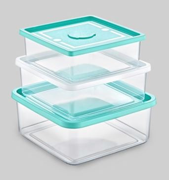 * Multibox ételtároló szett 3 részes zöld-fehér tetővel