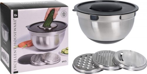 Rozsdamentes tál+szeletelő 3 betétes