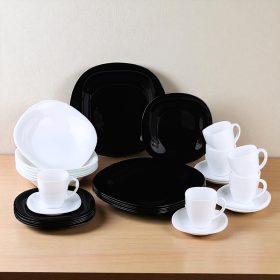 30 darabos Carine étkészlet (fekete-fehér színben)