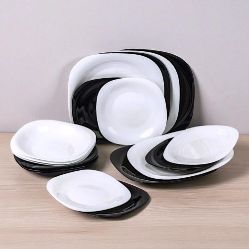 30 darabos Carine étkészlet (fekete-fehér színben)