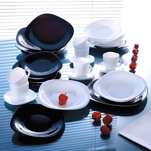 30 darabos Carine étkészlet (fekete-fehér színben)