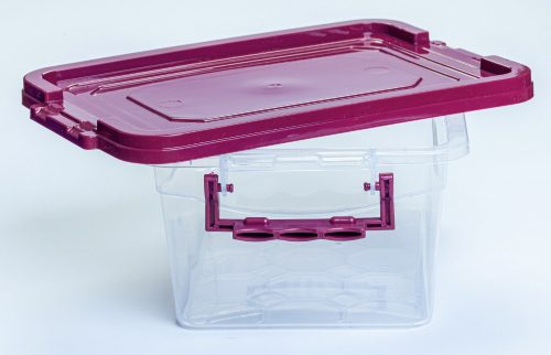 * Tároló doboz bordó tetővel 2 l